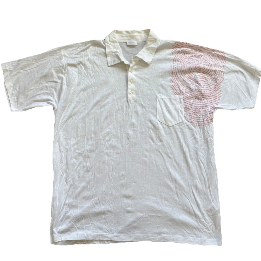 MALO White Polo with Red Thumbprint Shoulder Pattern XXL Effortless Casual